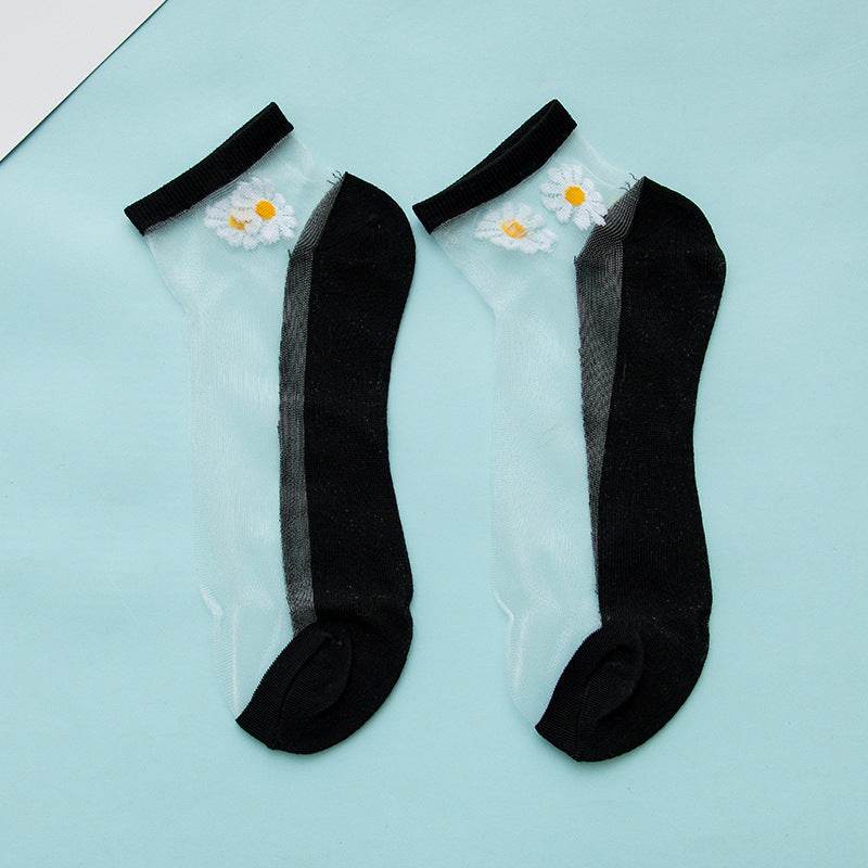 Women's Low-cut Liners Transparent Spun Glass Thin Socks - Mubimart