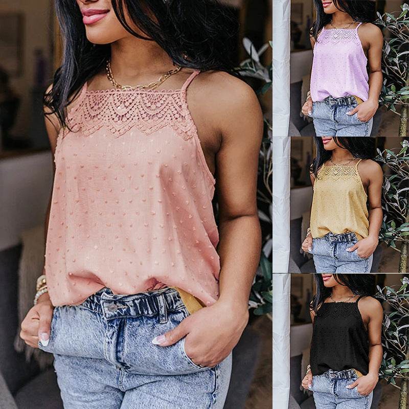Lace Stitching Casual Ladies Blouse Camisole Women - Mubimart