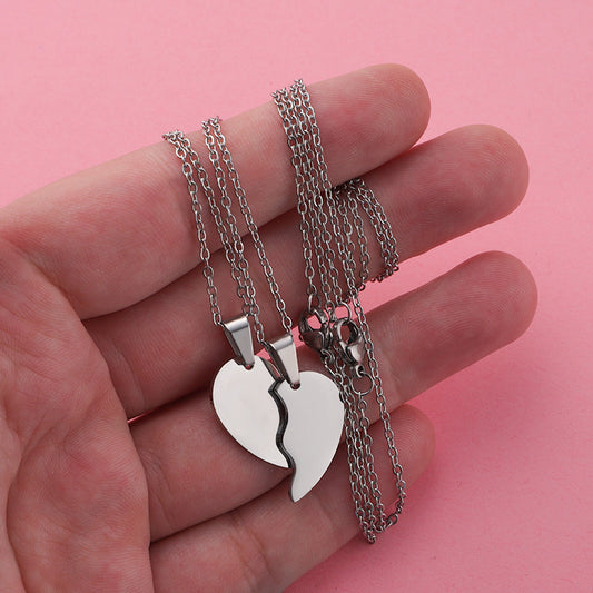Fashion Titanium Steel Couple Necklace Love Combination Set Pendant