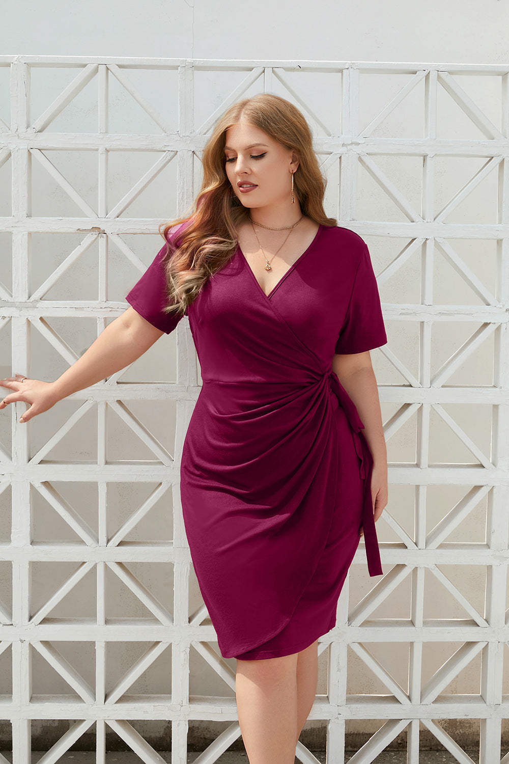 Plus Size Women's Solid Color Casual Holiday Dress - Mubimart -  