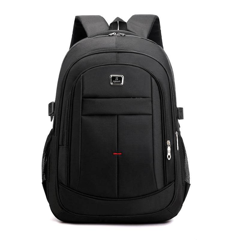 Mens Backpack Fashion Travel Computer College Student Bag Solid Color College Student Bag - Mubimart