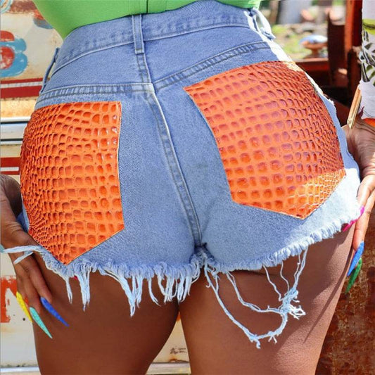 Bag Hip Tight Street Shooting Casual Denim Shorts Women - Mubimart