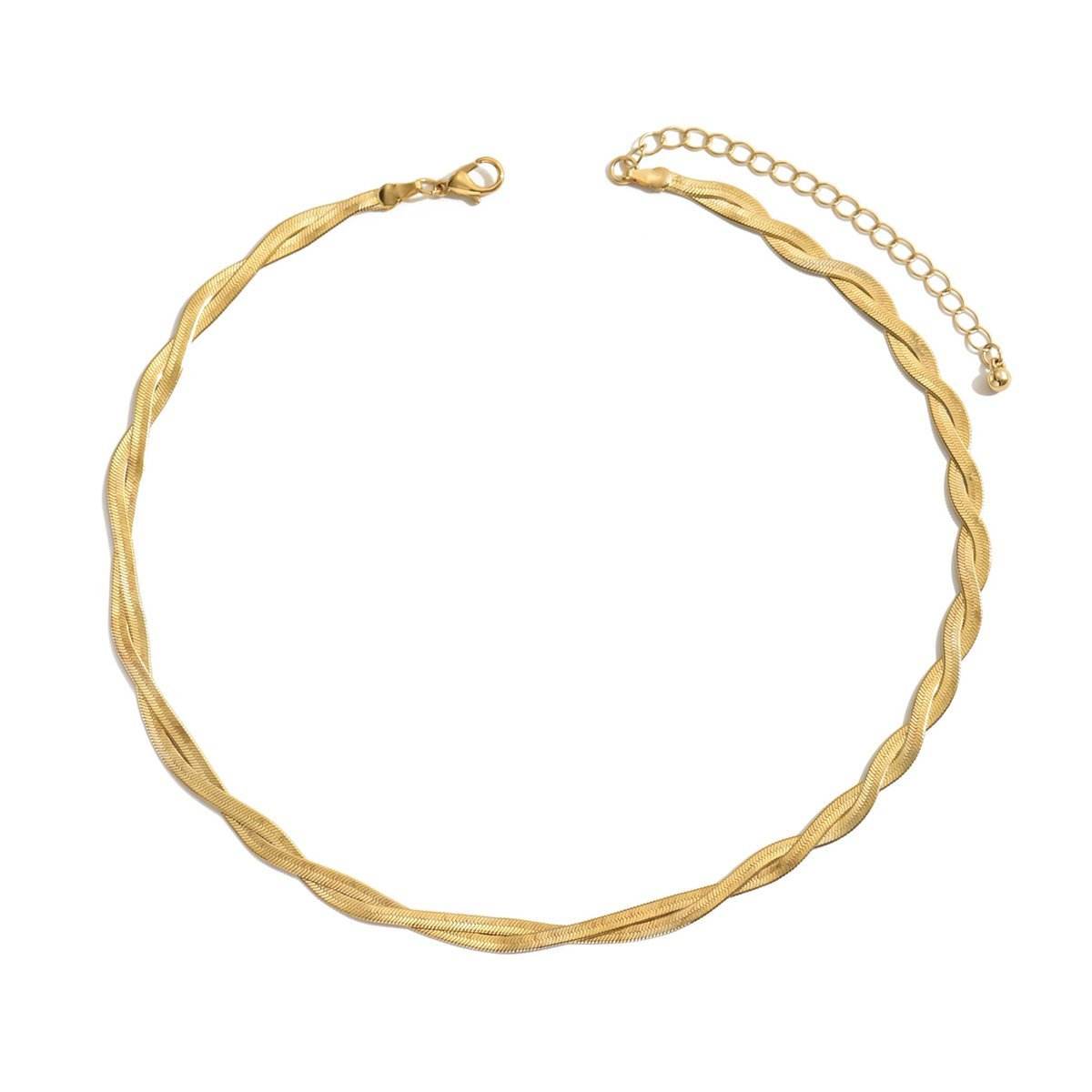 Elegant Gold-Tone Twisted Chain Choker Necklace For Women - Mubimart