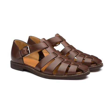 Colorblock Men's Sandal Stitched Faux Leather