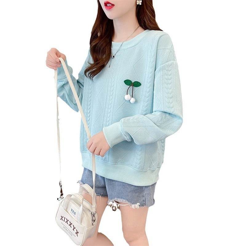 Plus Size Thin Pullover Long Sleeve Top - Mubimart