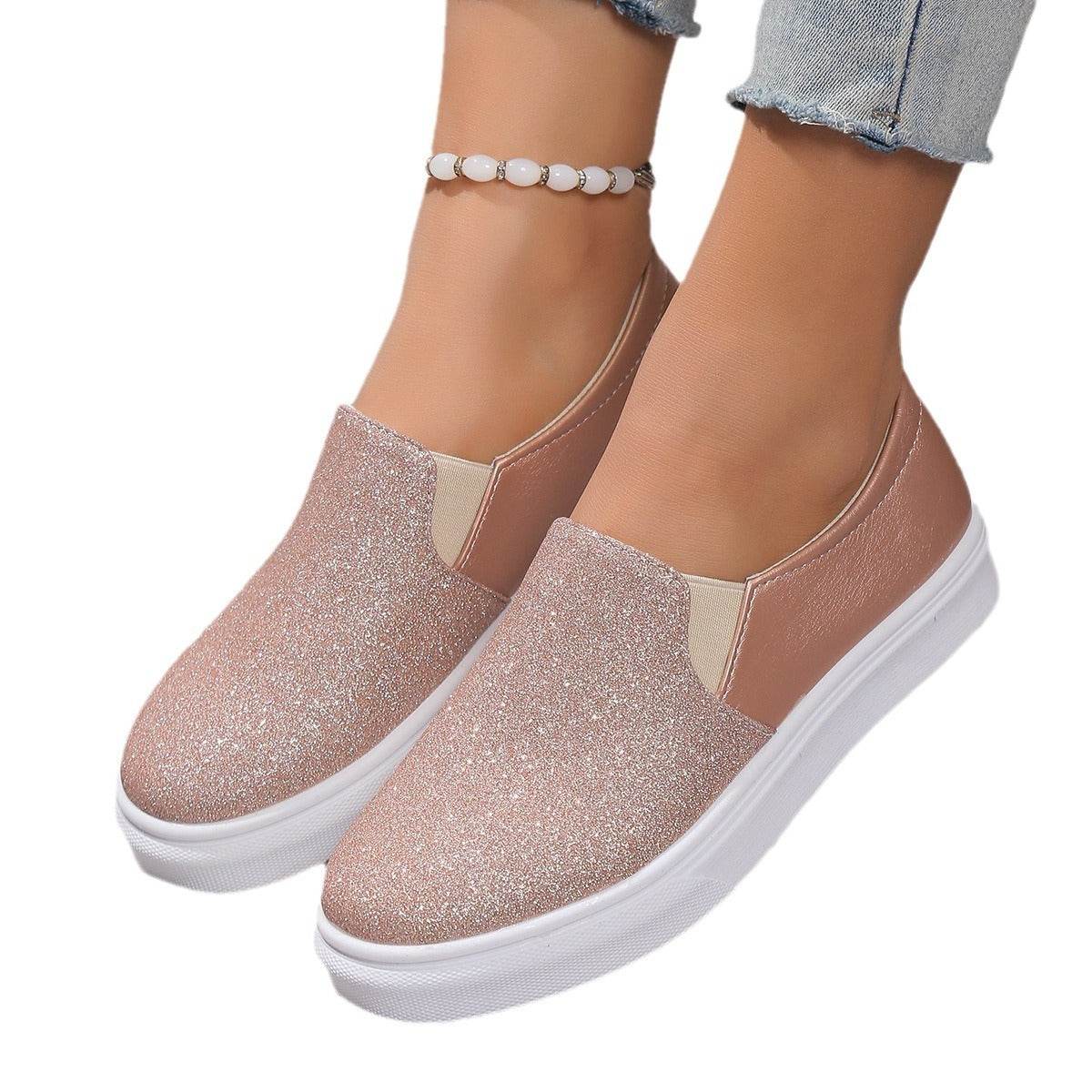 Stylish Casual Shoes Sale Plus Size Sequined Flat Women Loafers - Mubimart