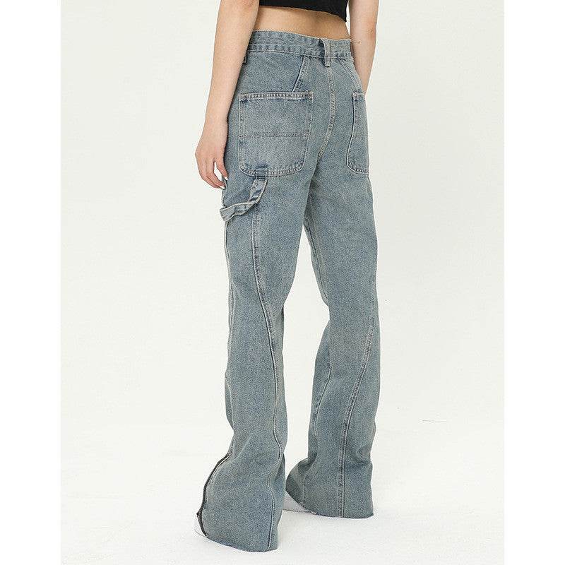 Women's Fashionable And Versatile Zipper Flare Jeans - Mubimart