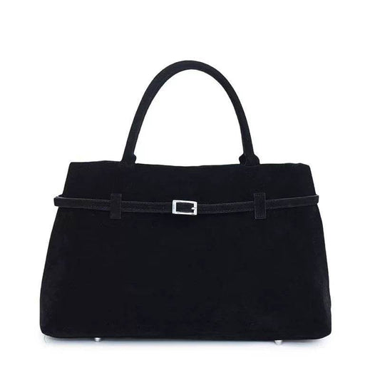 2025 Hot Sale Decorative Design Solid Faux Suede Handbag Large Capacity Casual Tote Bags For Women Tote Design Portable Shoulder Bag - Mubimart