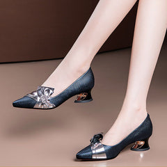 Low-Heel Pointed Toe All-Match Pumps