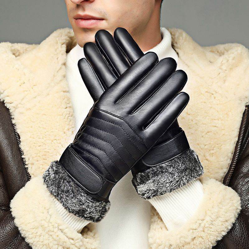 Leather Gloves Men's Waterproof Touch Screen - Mubimart
