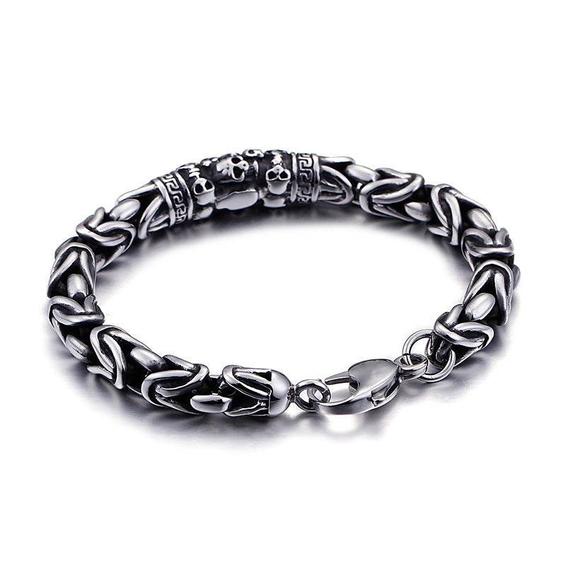 Mens Cool Gothic Style Skeleton Punk Metal Braided Chain Bracelet - Mubimart