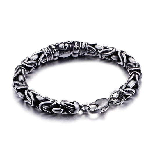 Mens Cool Gothic Style Skeleton Punk Metal Braided Chain Bracelet - Mubimart