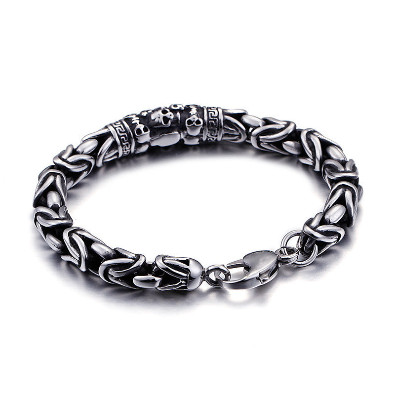 Heren Cool Gothic Stijl Skelet Punk Metalen Gevlochten Ketting Armband