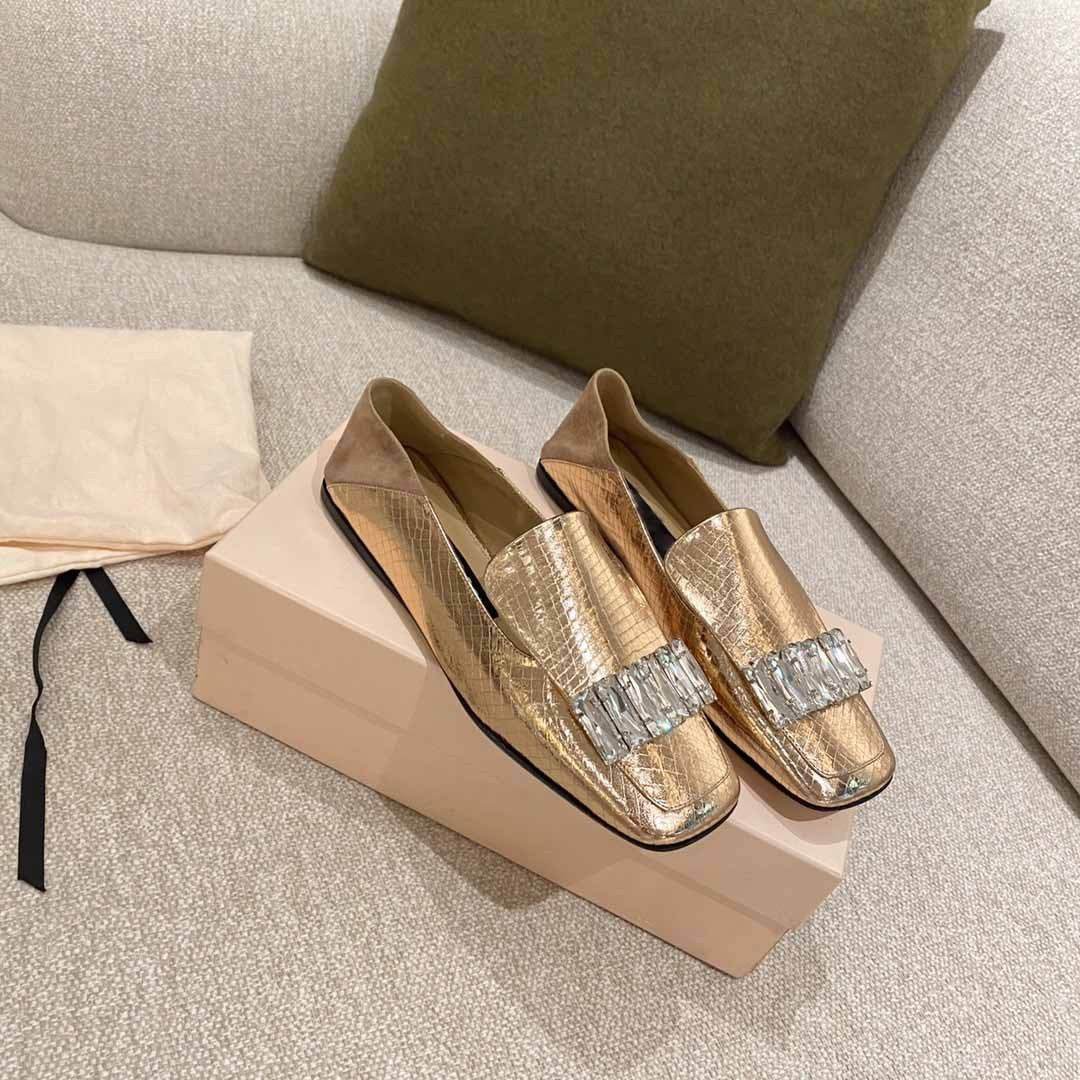 Square Toe Flat Single Shoes Step On Heel Two Wear Loafers Women - Mubimart