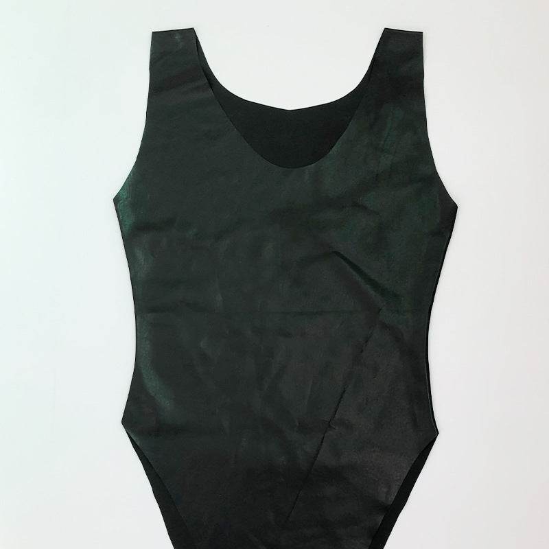 Women One Shot Latex Bodysuit Swimsuit - Mubimart