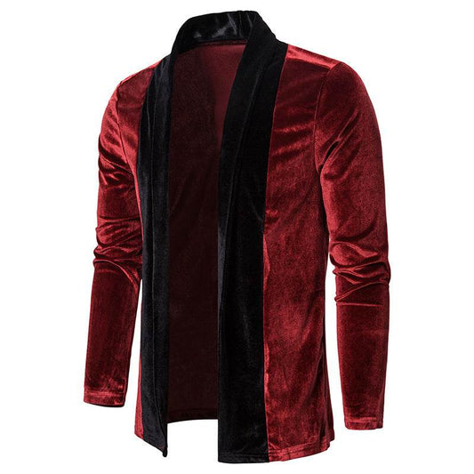 Ouma Mens Placket Hit Color Personality Jacket Cardigan Jacket - Mubimart