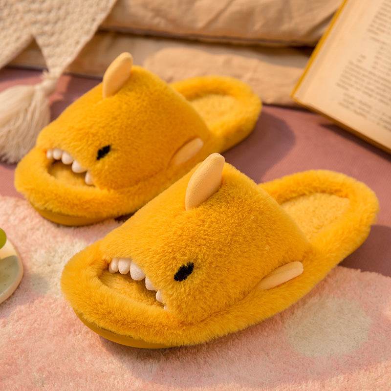 Shark Slippers Fluffy Slippers For Women Couple House Shoes Winter - Mubimart