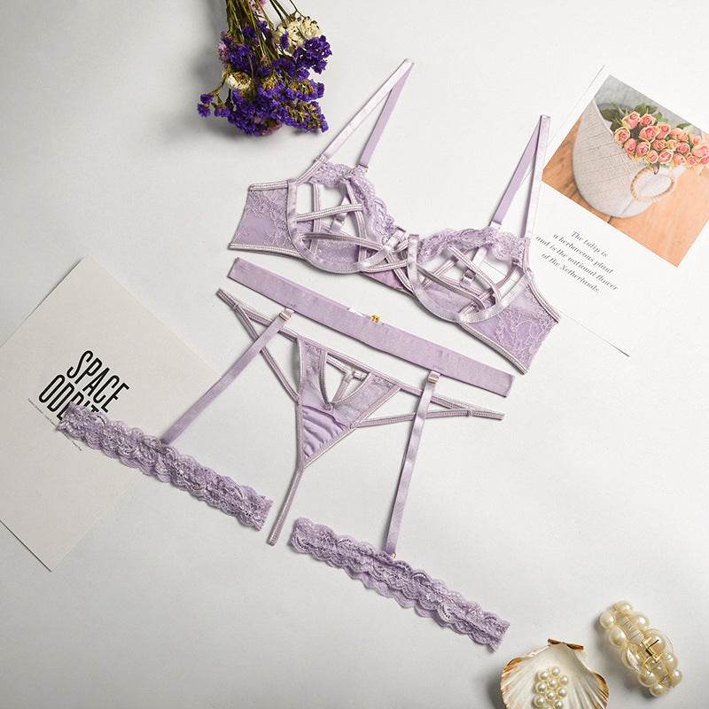 Ladies Stitching Three-piece Women's Garter Belt - Mubimart
