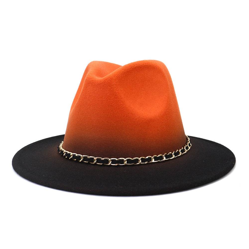 Painted Woolen Flat Brim Autumn And Winter British Style Fashion Fedora Hat - Mubimart