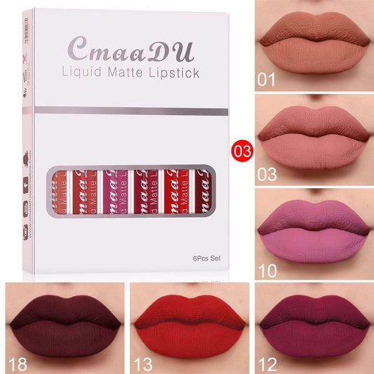 6pcs Matte Non-Stick Lip Gloss - Mubimart