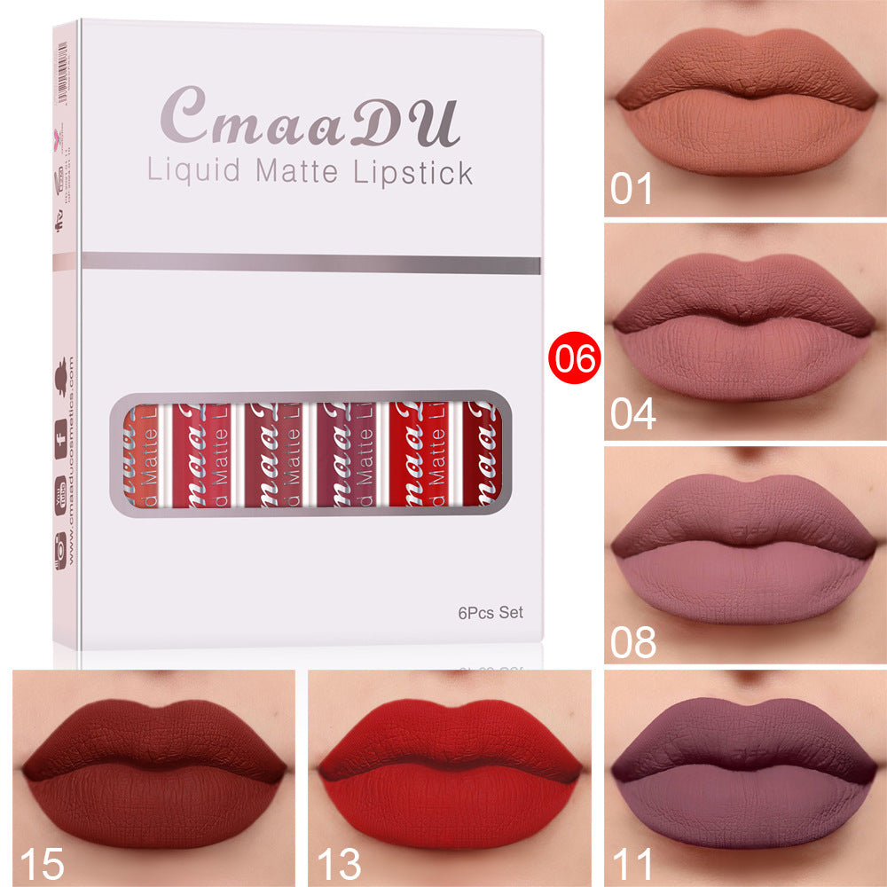 6pcs Matte Non-Stick Lip Gloss - Mubimart -  