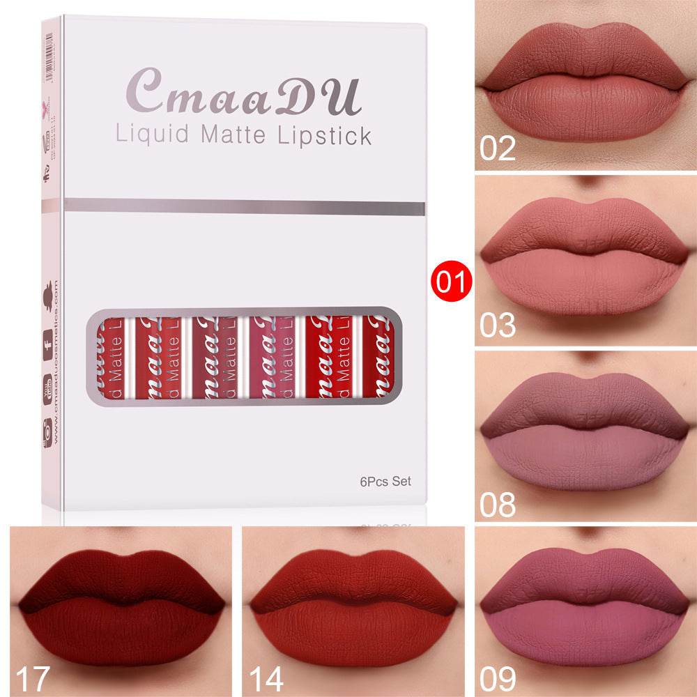 6pcs Matte Non-Stick Lip Gloss - Mubimart
