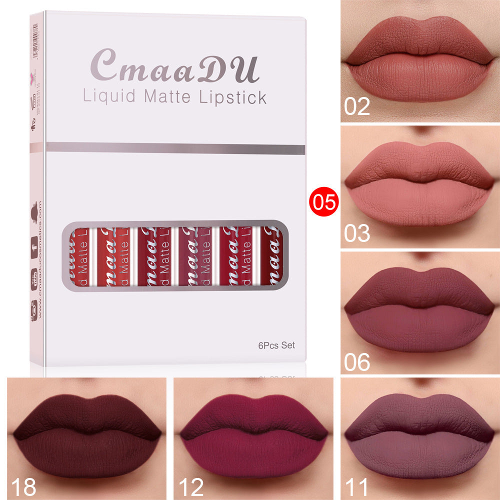 6pcs Matte Non-Stick Lip Gloss - Mubimart -  