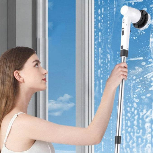 7-in-1 Wireless Cleaning Brush Long Handle Retractable Bathroom Toilet Floor Electric Brush - Mubimart
