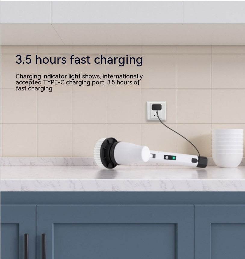 7-in-1 Wireless Cleaning Brush Long Handle Retractable Bathroom Toilet Floor Electric Brush - Mubimart