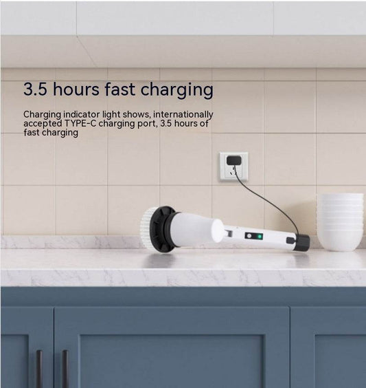 7-in-1 Wireless Cleaning Brush Long Handle Retractable Bathroom Toilet Floor Electric Brush - Mubimart