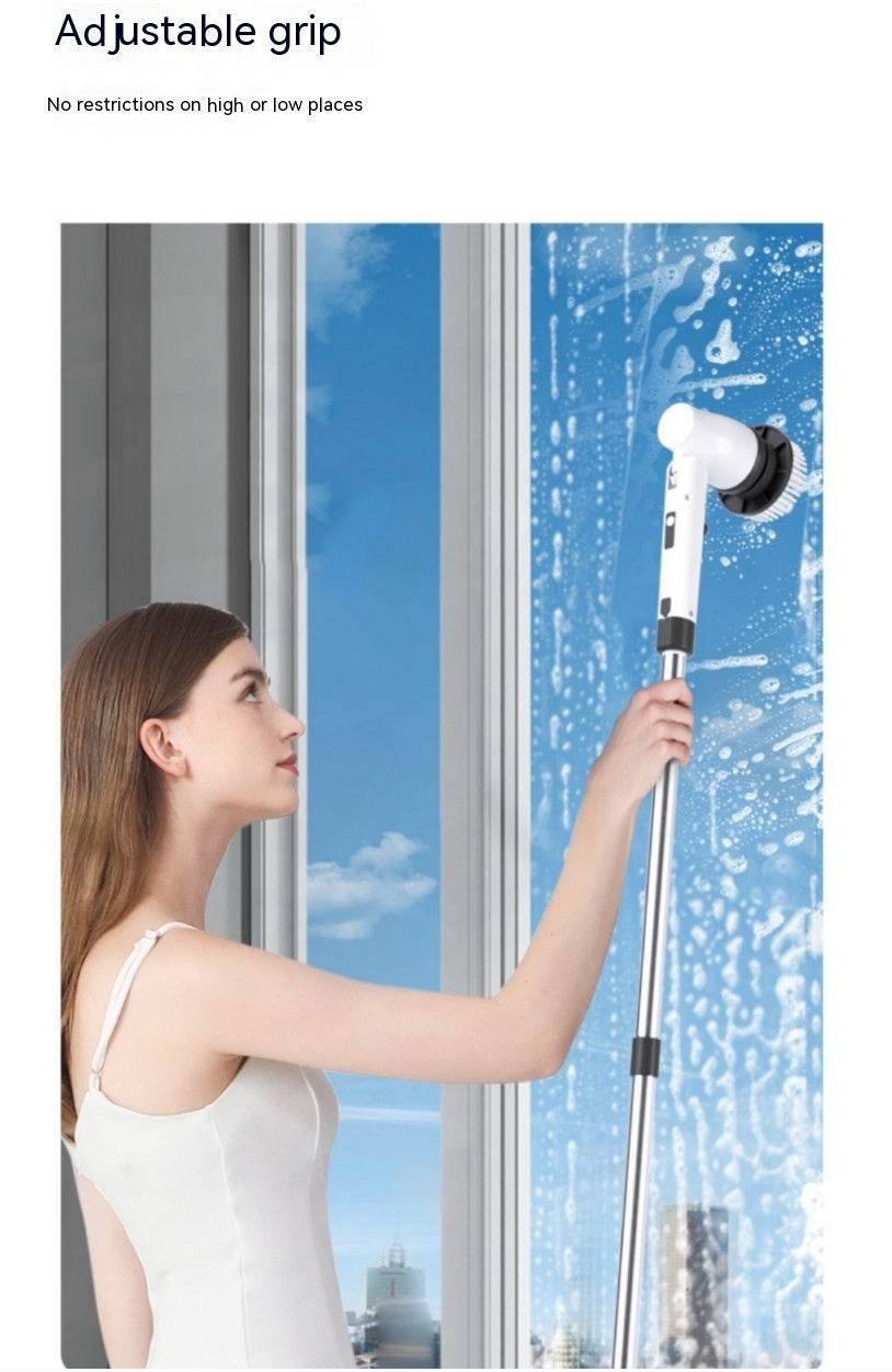 7-in-1 Wireless Cleaning Brush Long Handle Retractable Bathroom Toilet Floor Electric Brush - Mubimart