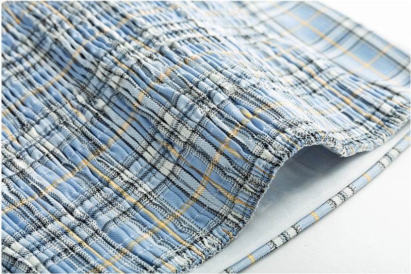 Summer Women's Camisole Ribbon Plaid Top - Mubimart