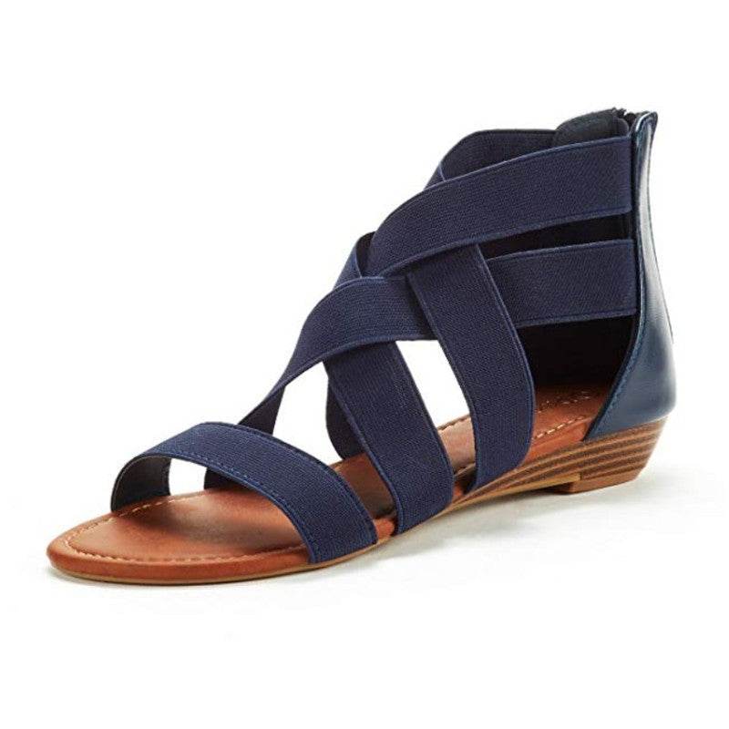 Cross Strap Wedge Sandals - Mubimart