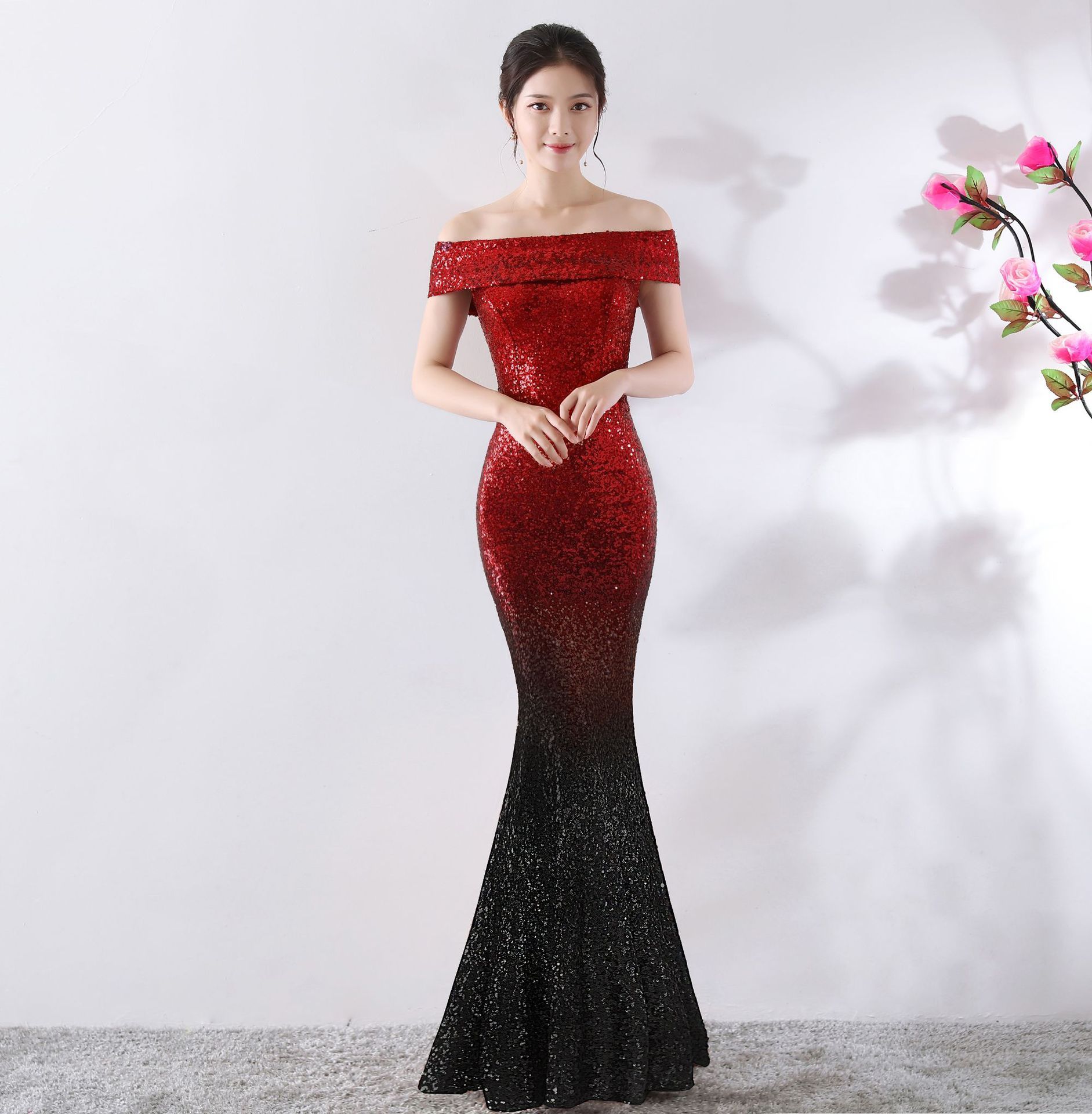 Birthday Party Dress Slimming Host Long Dress - Mubimart - Plus Size Cocktail & Party Dresses 