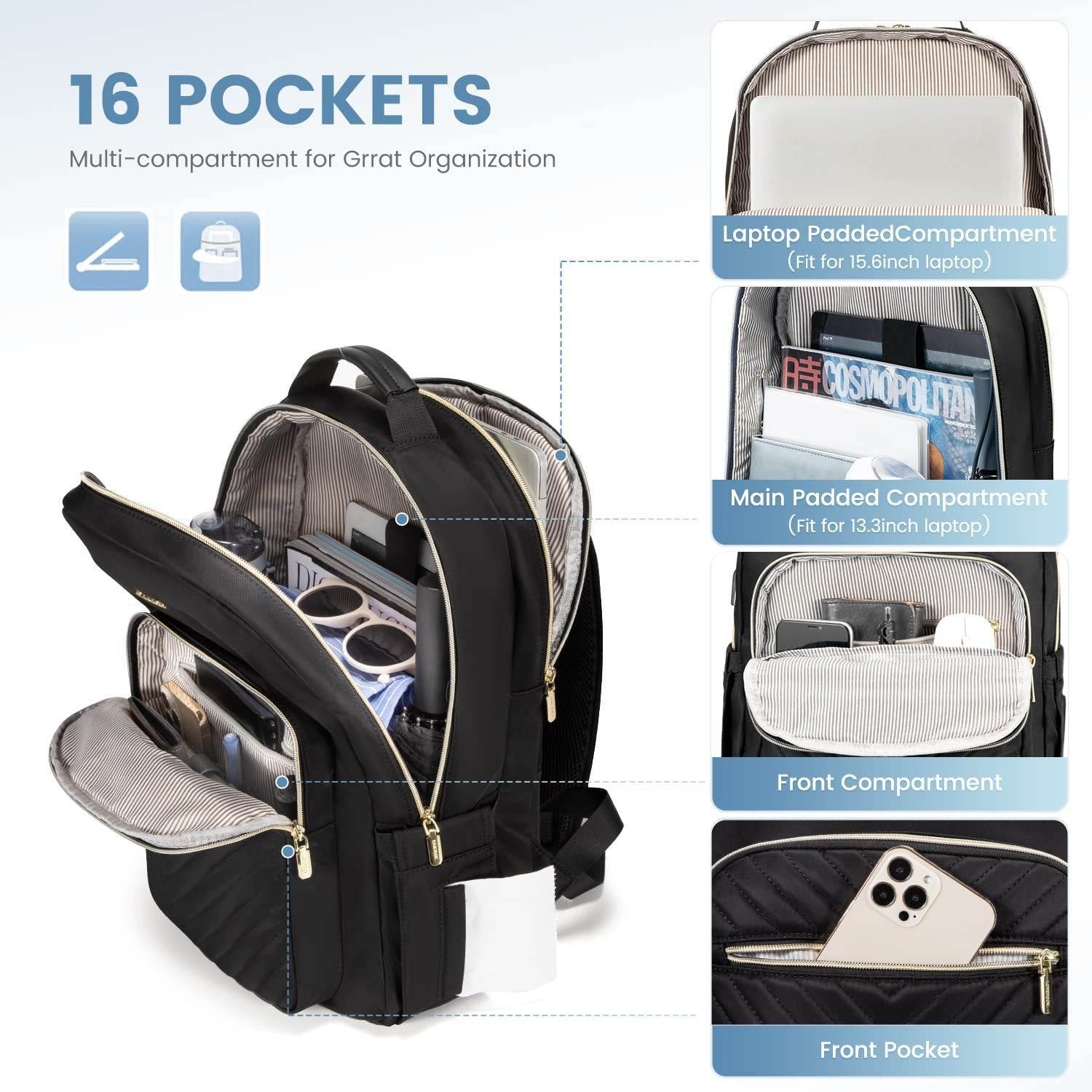 Women Laptop Backpack Business Large Capacity - Mubimart
