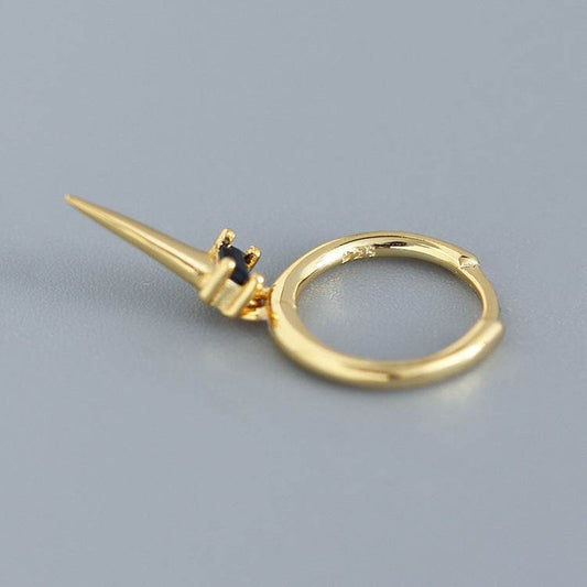 Silver Zircon Cone Hoop Huggies Earrings For Fashion Women Hiphop Fine Jewelry Geometric Accessories - Mubimart