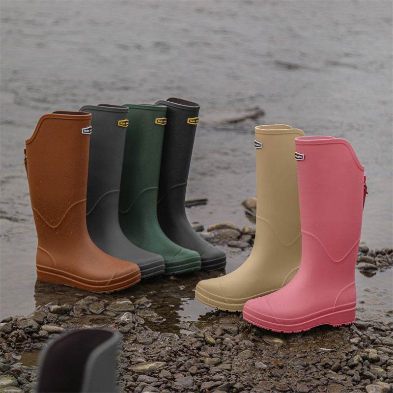 Knee-high Rain Boots Rain Shoes - Mubimart