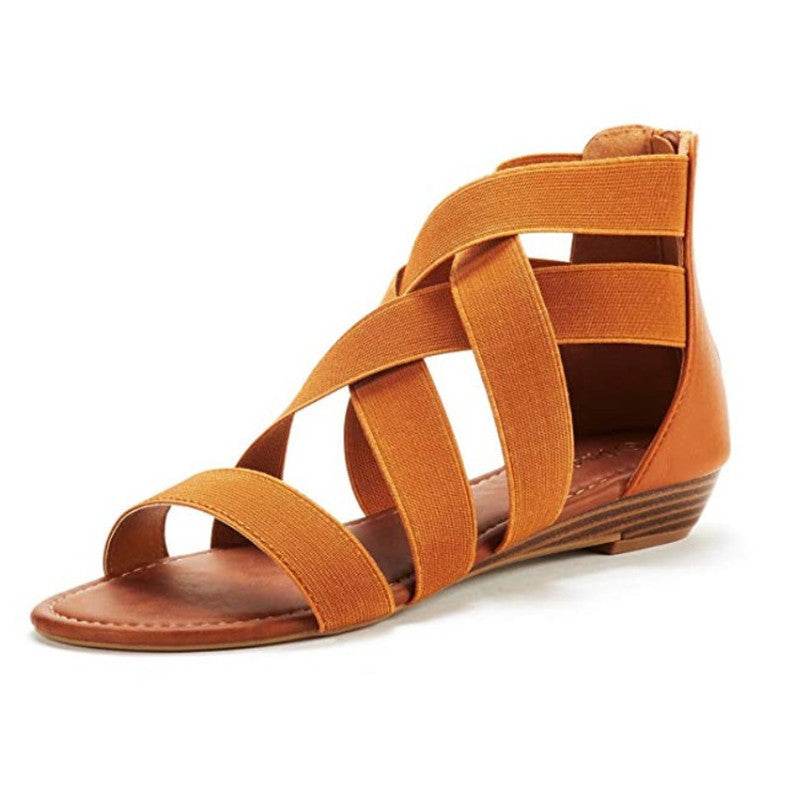 Cross Strap Wedge Sandals - Mubimart