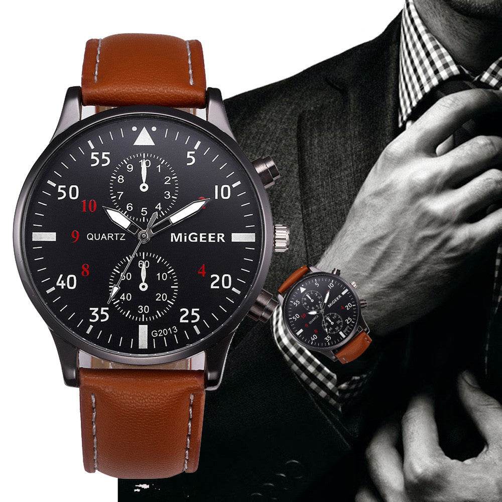 Retro Design Leather Band Watches Men Top Brand Relogio Masculino NEW Mens Sports Clock Analog Quartz Wrist Watches - Mubimart