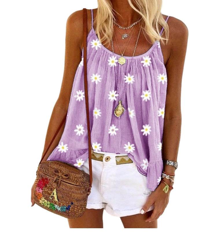 Ladies Daisy Print Camisole Top - Mubimart
