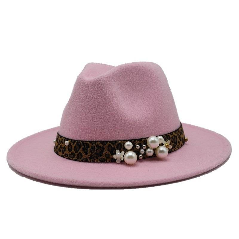 Winter wool Fedoras For Women Wide Brim Felt Hat - Mubimart