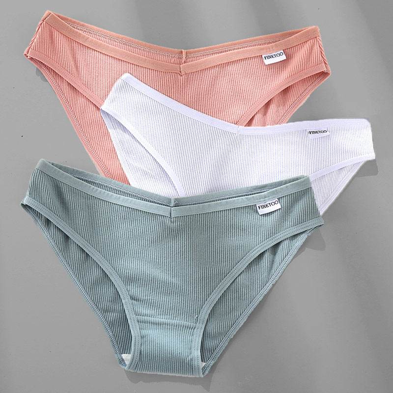 3PCS M-4XL Cotton Panties Female Underwear Sexy Women Briefs - Mubimart