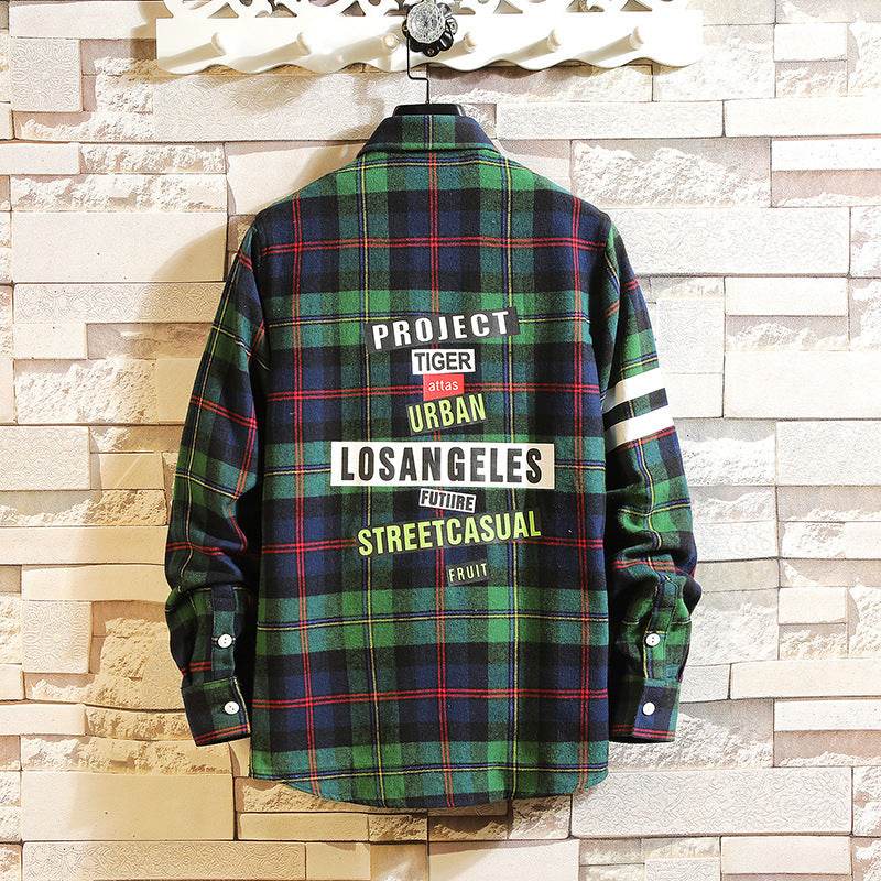 Plaid Shirt Men's Long-sleeved Casual Shirt Jacket - Mubimart