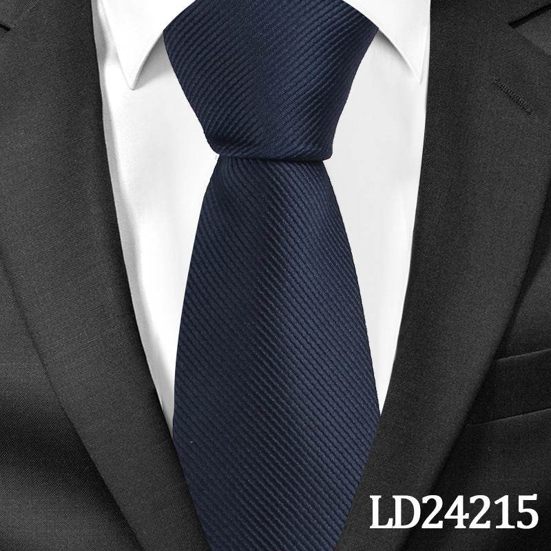 Pinstripe Classic Plain Polyester Tie Set Fashion 6cm Solid Color Linen Cotton Necktie Bright Ties Pin Clips Clasp Colourful For Men's Clothing Accessories - Mubimart