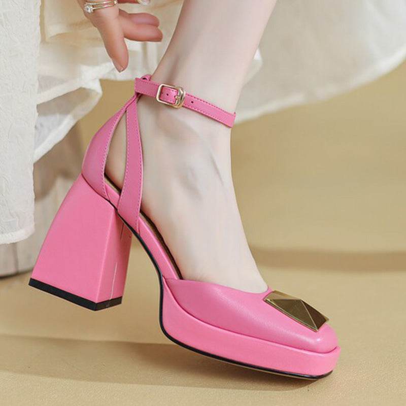 Women's Retro Strappy Roman Style High Heel Sandals - Mubimart