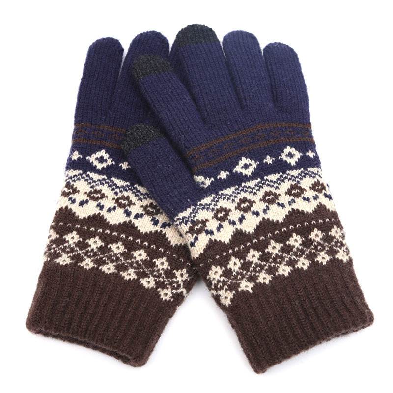 Couple knitted gloves touch screen gloves - Mubimart