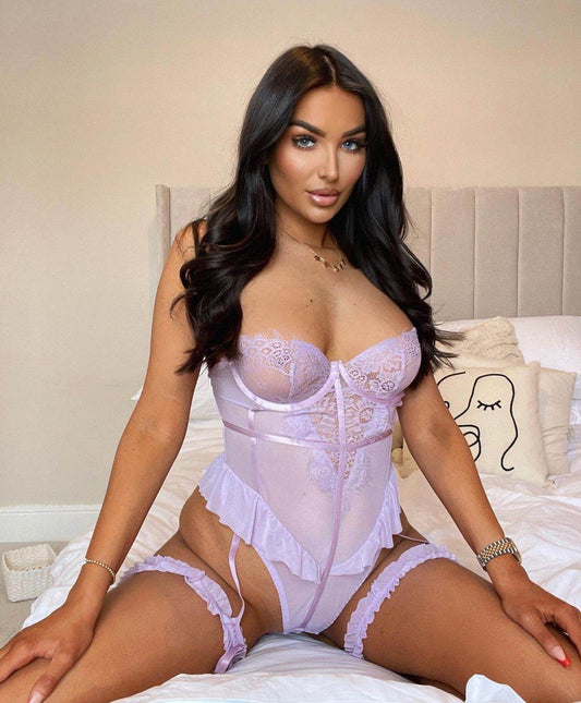 Women's Lingerie Lace Suspenders Tube Top Shapewear Bodysuit - Mubimart