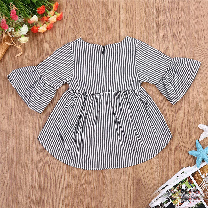 Flared Sleeve Classic Striped Tunic - Mubimart -  