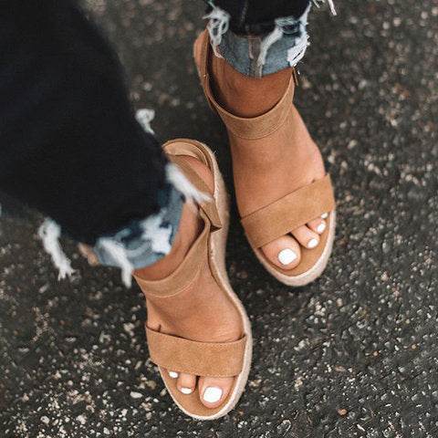 Snake print wedge sandals - Mubimart