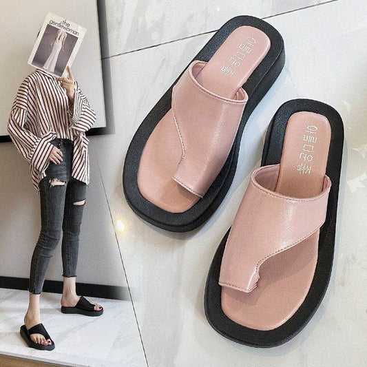Flat-bottomed Beach Flip Flops - Mubimart